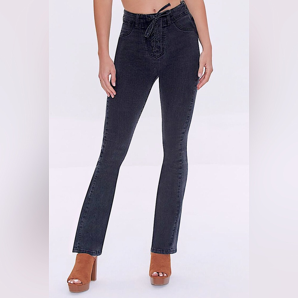 High Rise Lace Up Boot Jeans